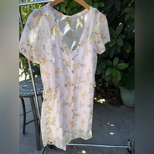Abercrombie floral sheer white dress button up
